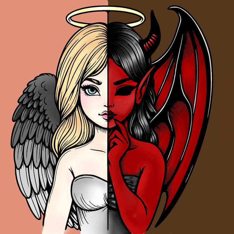 realistic angel half demon