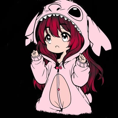 anime girl in a stitch onsie