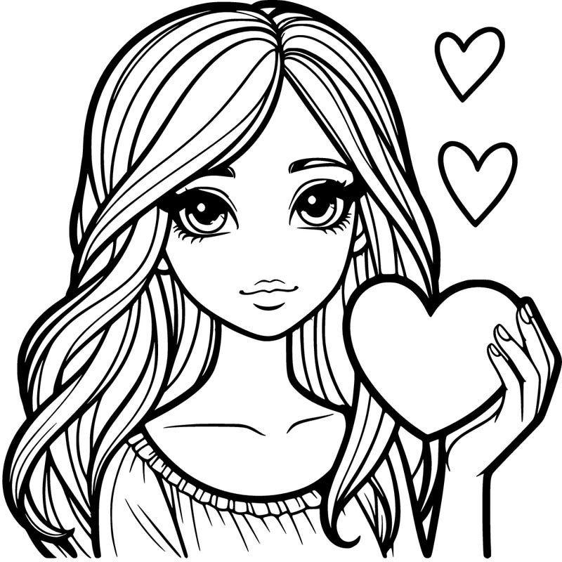 realistic girl with a heart