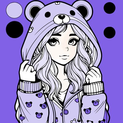 realistic girl in a animal pjs hoodie