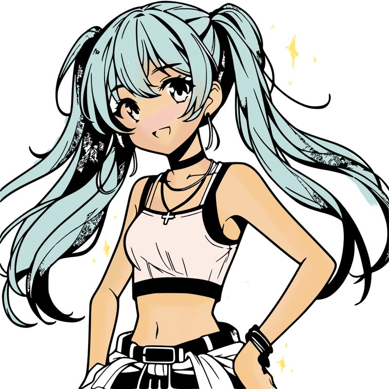 anime girl wearing crop top