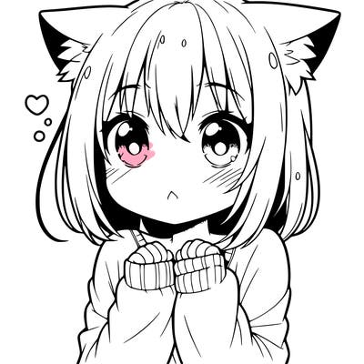 shy anime catgirl