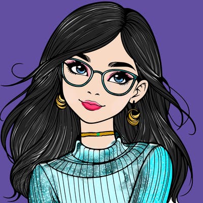 realistic girl with glasses