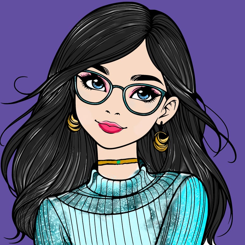 realistic girl with glasses