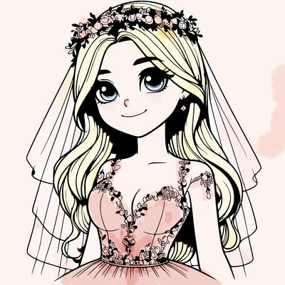 realistic girl in a wedding dress