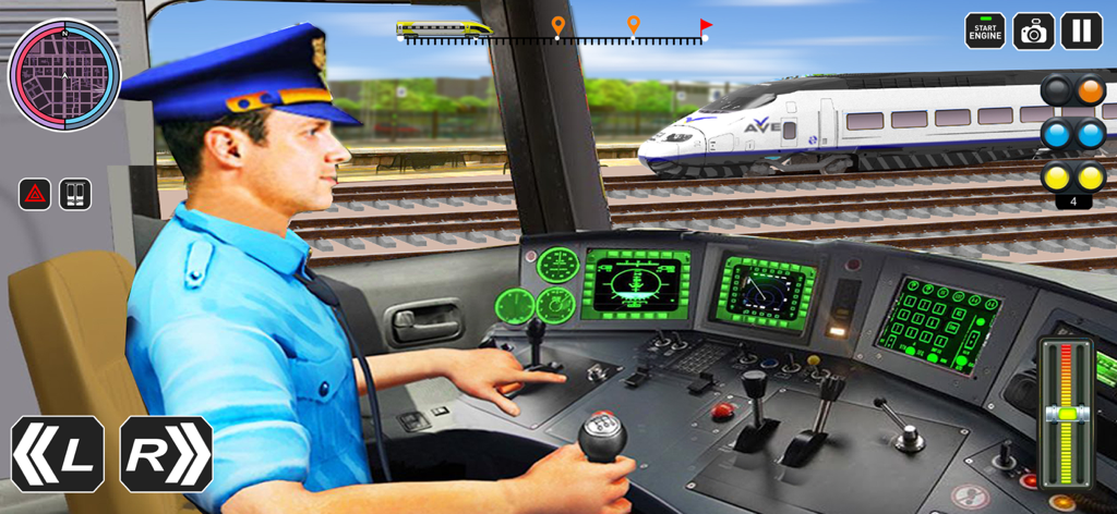 City Train Driver Game 2020 - Train driver operating a locomotive from an interior cockpit view with digital displays and controls