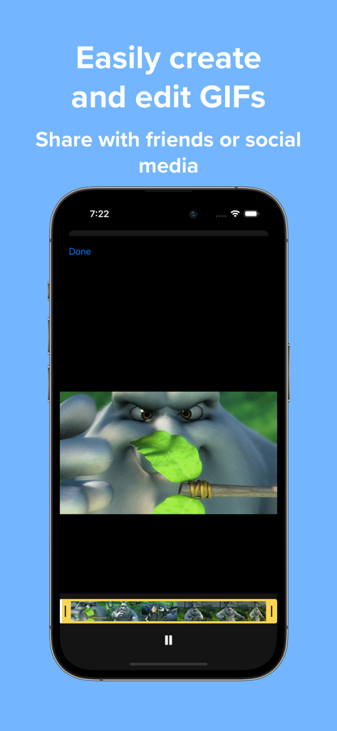 Video Player - PIP and more - Interfaz de la aplicación Video Player mostrando la herramienta para crear y editar GIFs a partir de videos