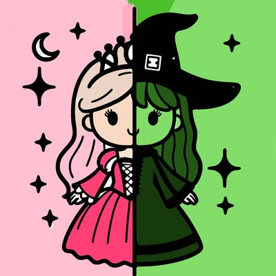 split princess and witch