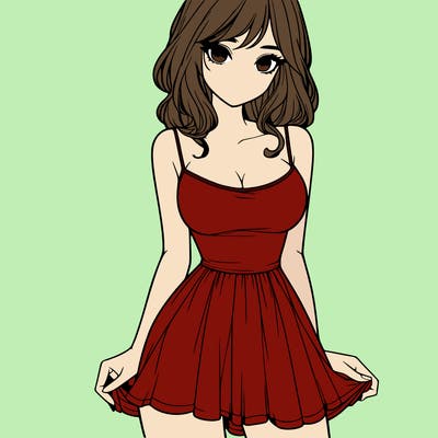 realistic girl in short dress
