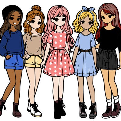 a group of five girls