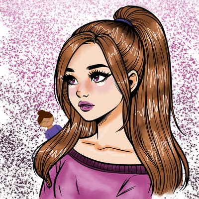 realistic girl with a high ponytail