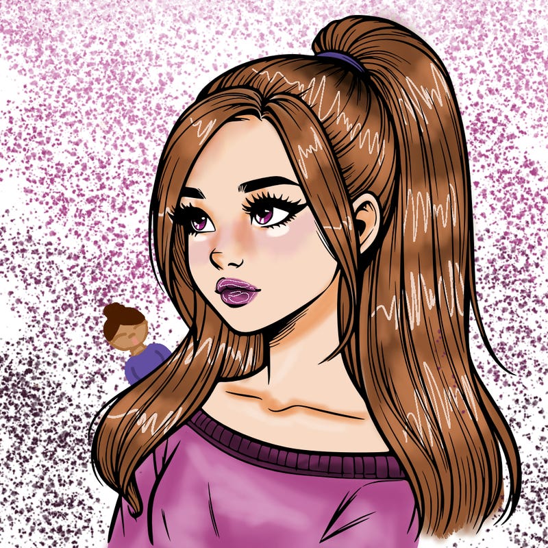 realistic girl with a high ponytail