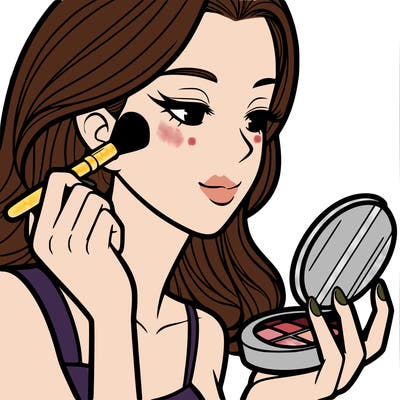 little girl putting on makeup