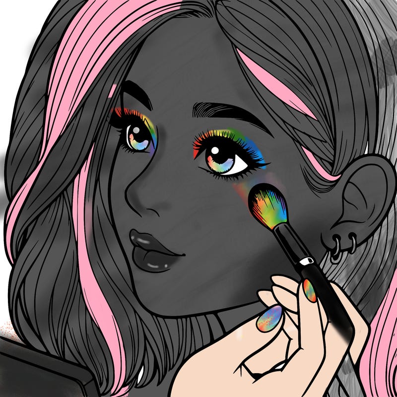 a realistic girl doing her makeup