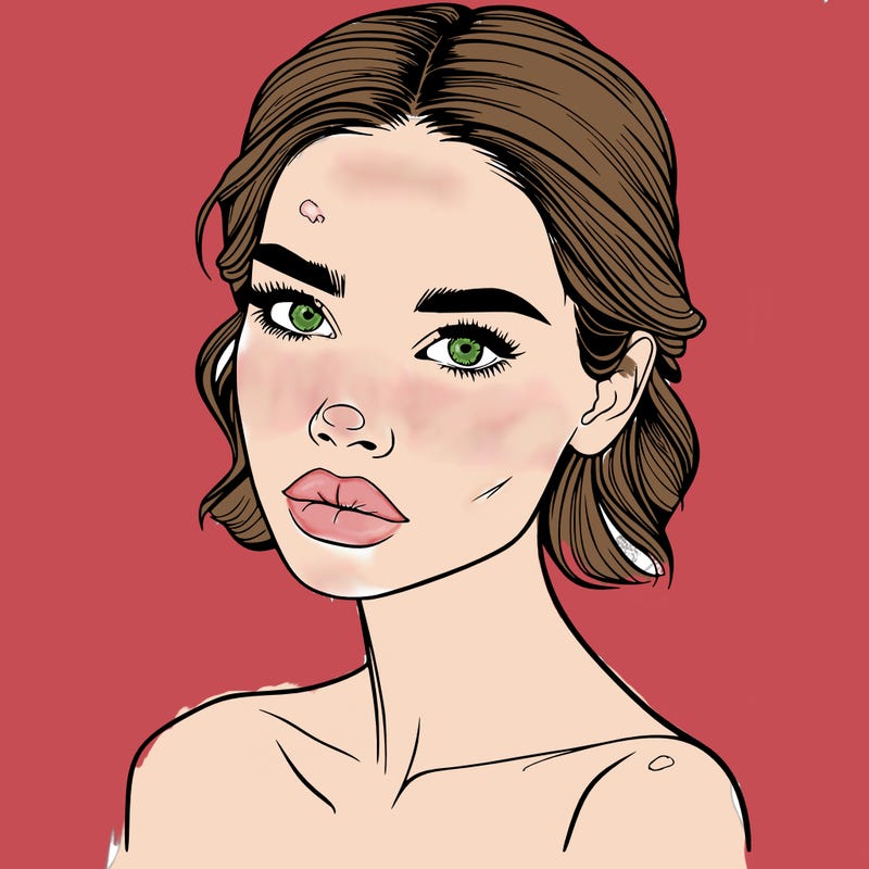 a fashion model with skin marks on her face realistic