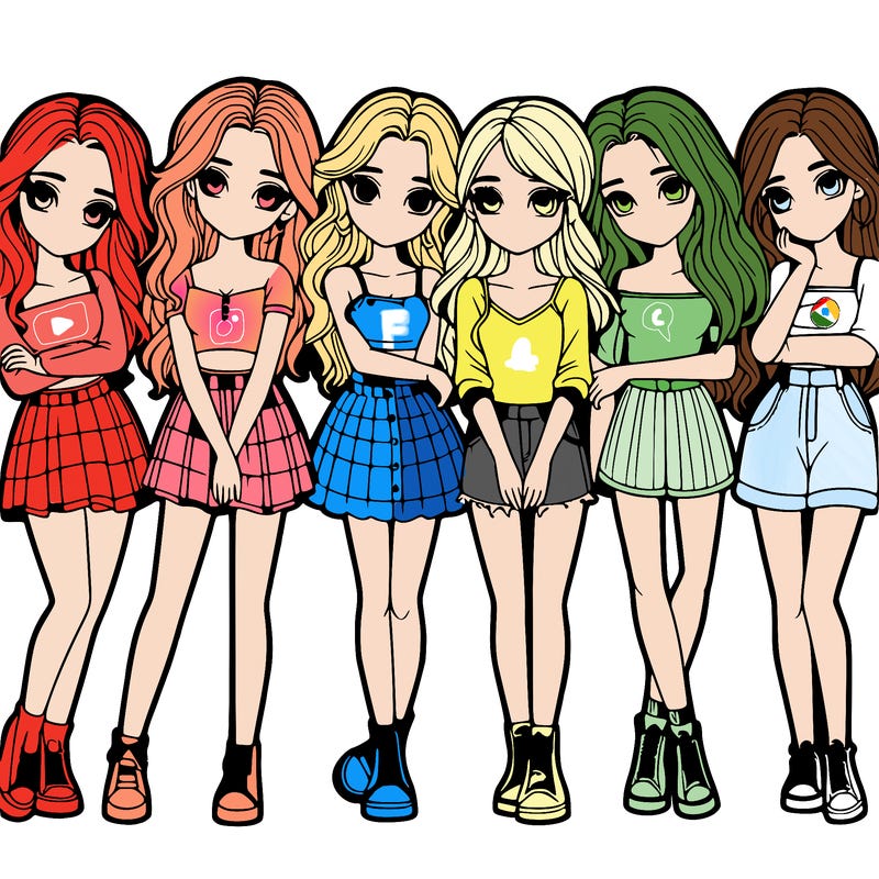 a group of girls realistic