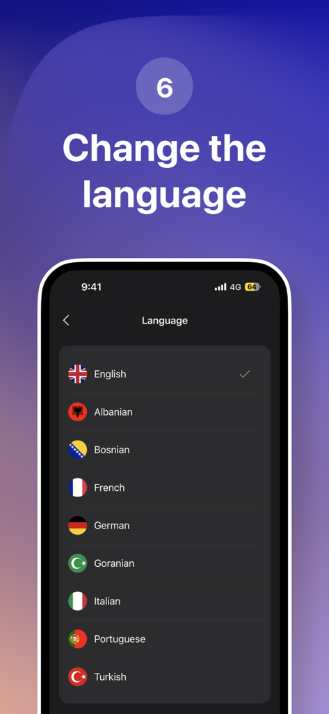 Dhikr App - Dua & Adhkar - A smartphone interface showing the language selection screen of the Dhikr App with options like English, Albanian, and Turkish.