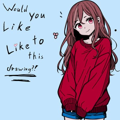 manga teen girl  in a sweater and baggy pants