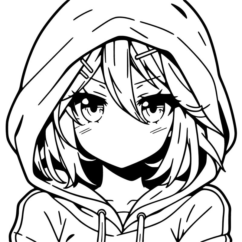 anime girl that's in a hoodie and she is daring and brave