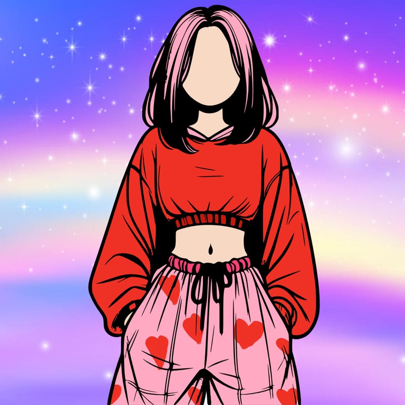 realistic girl faceless with baggy pants and a crop top