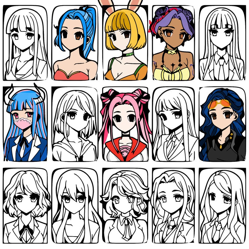 girls that look diffrent anime