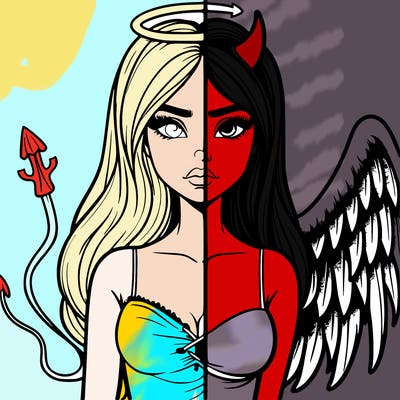 devil vs angel realistic girl