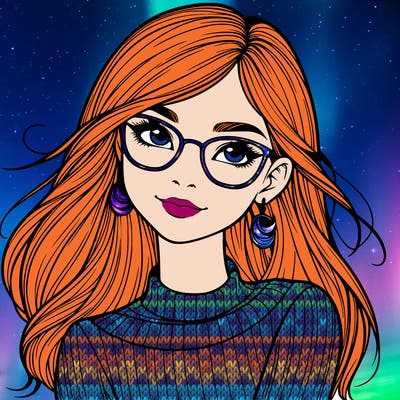 realistic girl with glasses