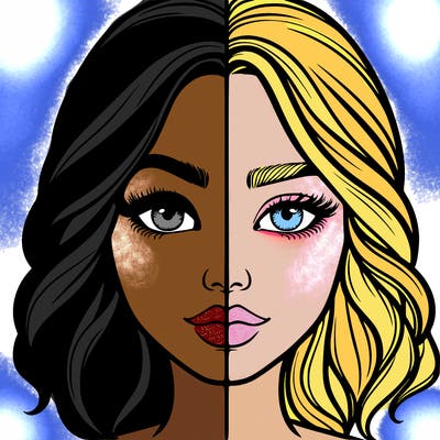 realistic girl split half