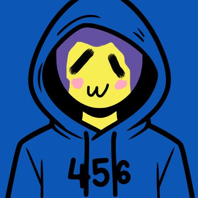 a person with non face waering a hoodie with a 456 symbol