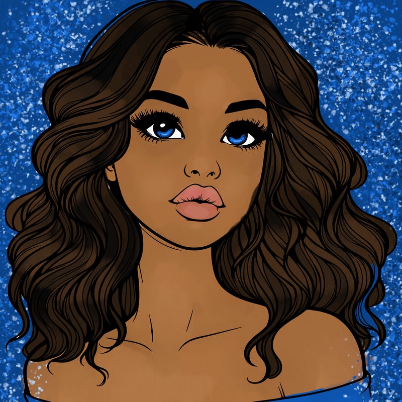 realistic girl with wavy hair and lips
