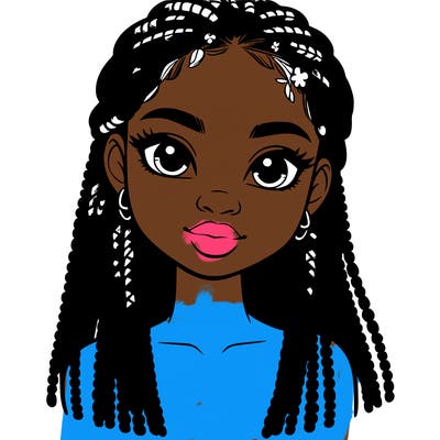 a realistic black girl with braids