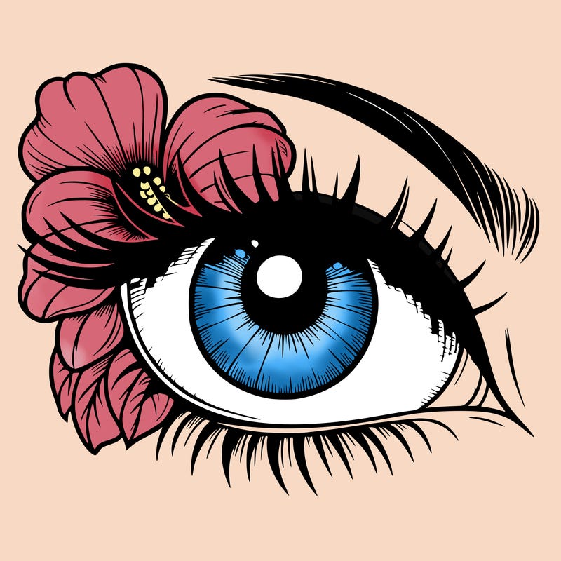 realistic eye with flower