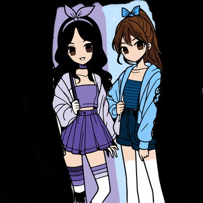 teen manga girls group of 4