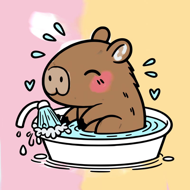 capybara taking a bath