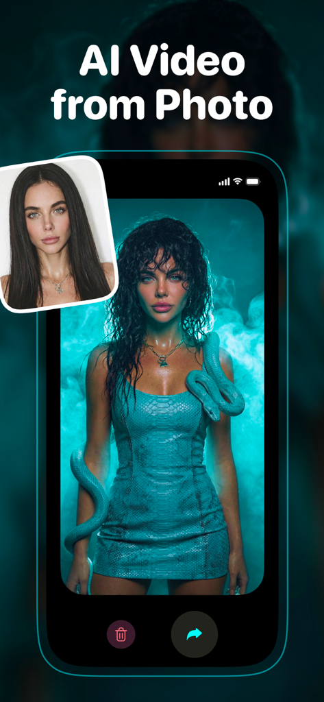 See Dance AI - Video Generator - See Dance AI app interface showing the transformation of a portrait into a cinematic video scene