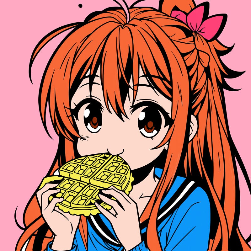 anime eating waffle