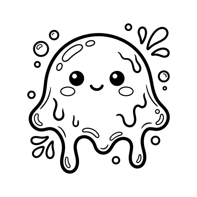 Get ready for a super cute coloring adventure with this adorable Kawaii Acid Slime! Featuring thick lines and simple shapes, it's perfect for little hands to explore their creativity.