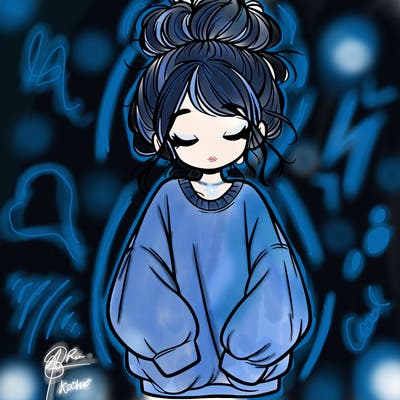 girl with baggy sweatshirt and messy bun