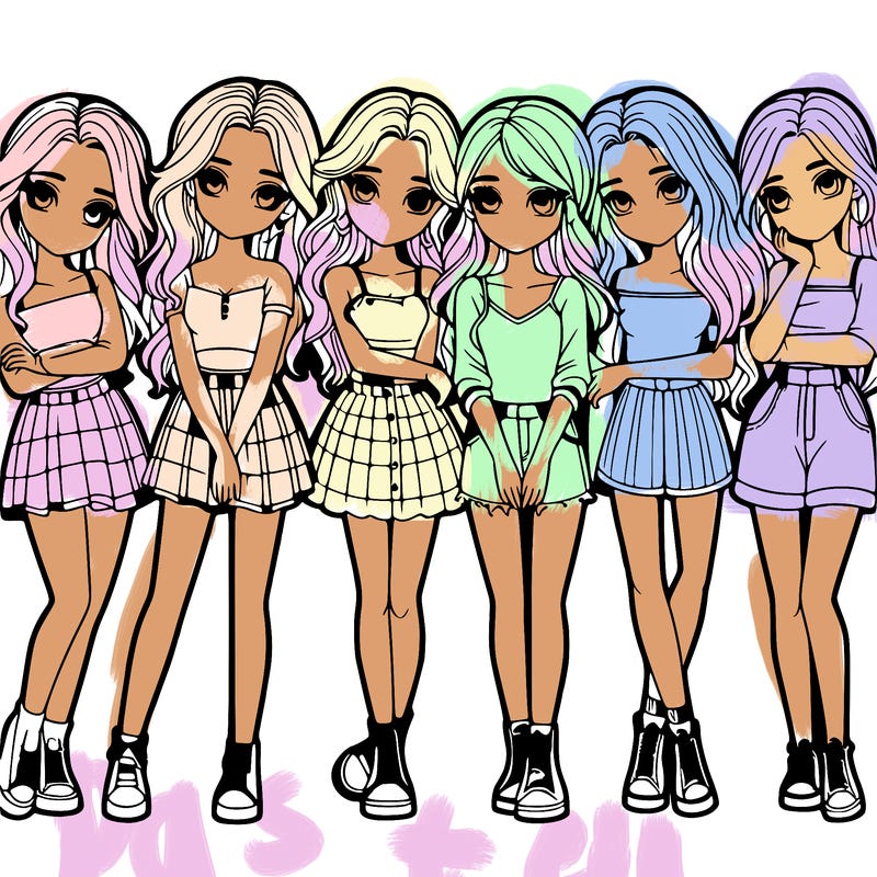 a group of girls realistic