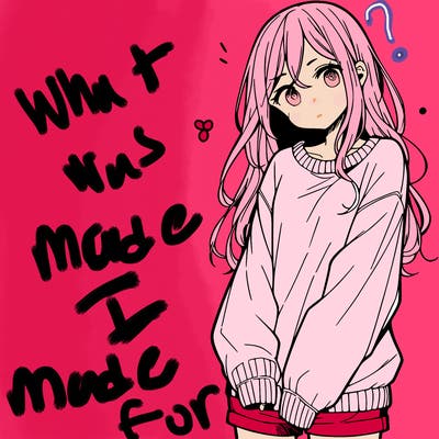 manga teen girl  in a sweater and baggy pants