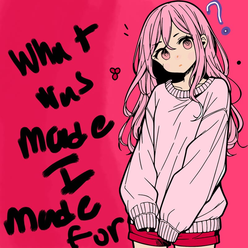 manga teen girl  in a sweater and baggy pants