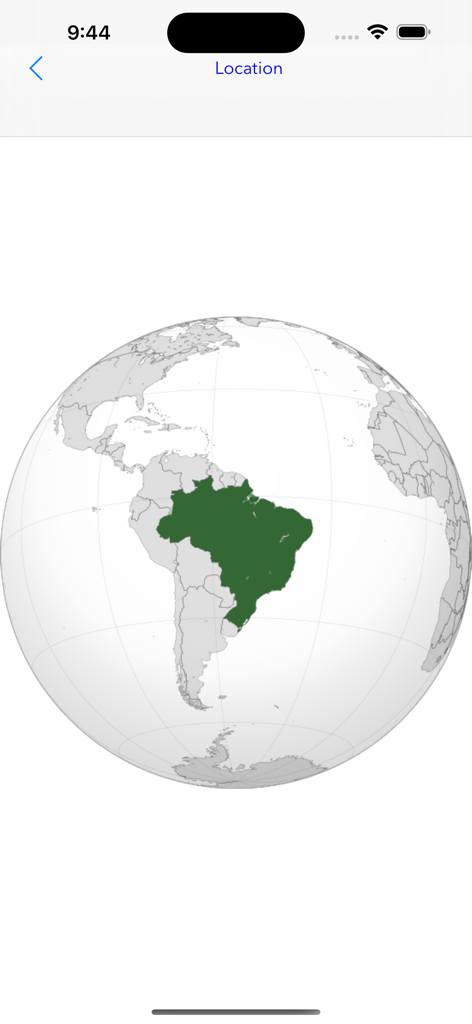 Countries! - Un globo terráqueo que muestra la ubicación geográfica de Brasil resaltada en verde