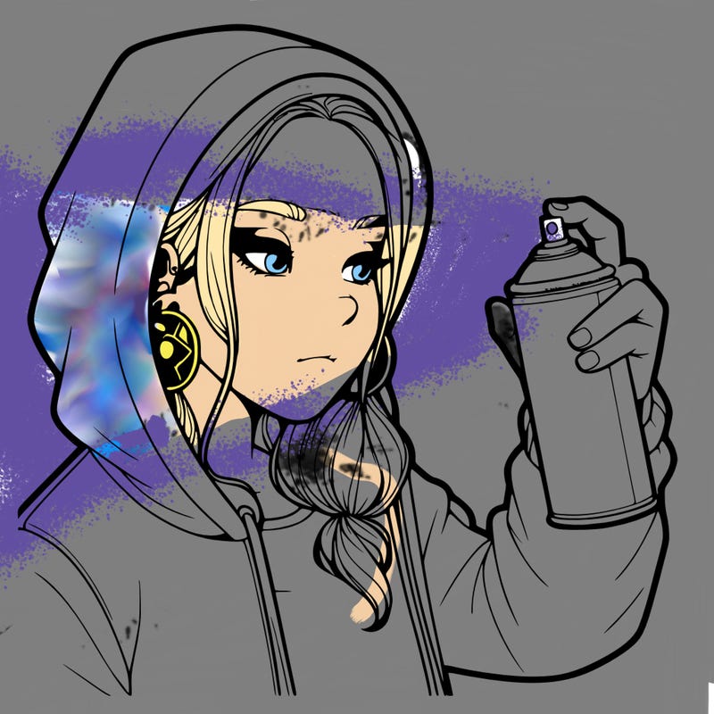 a realistic girl, spray painting