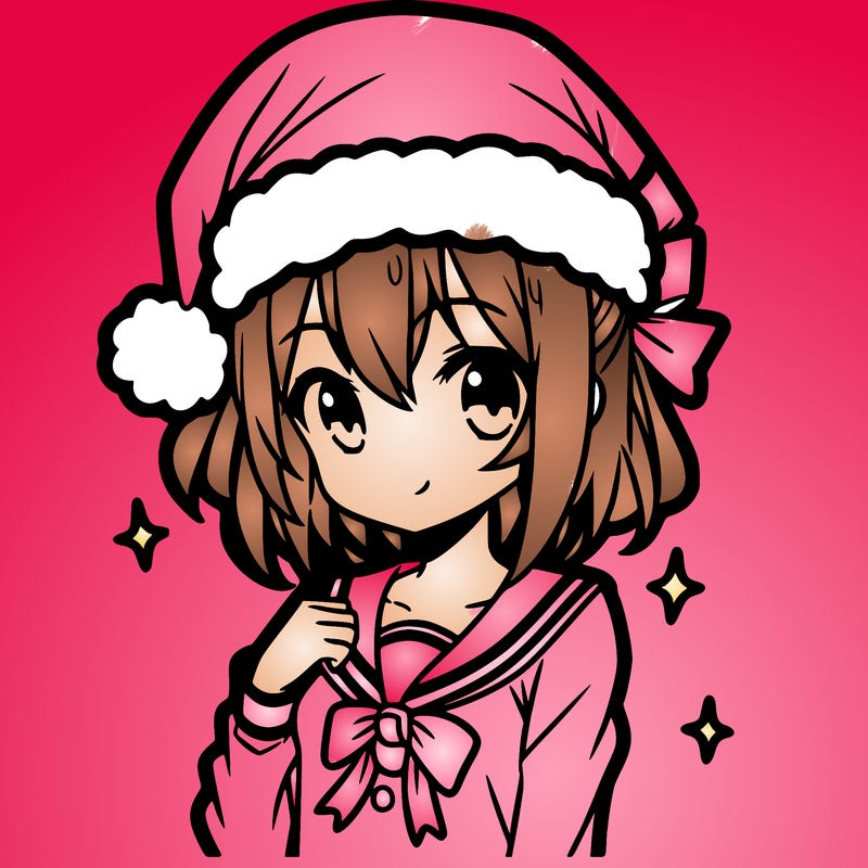 anime girl wearing a santa hat