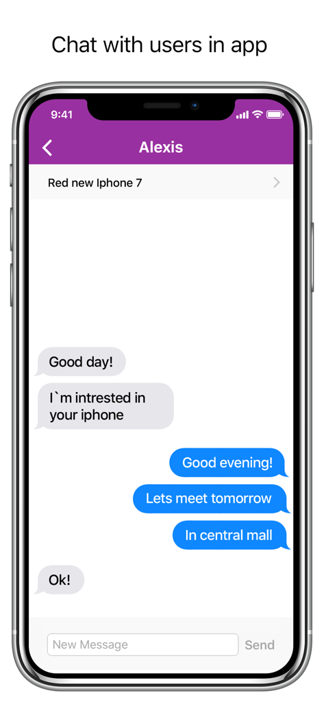 In app chat interface for buyers and sellers on Pin.tt