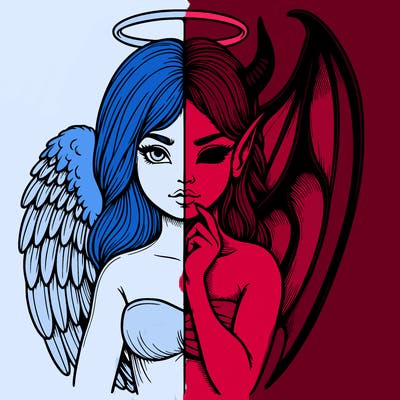 realistic angel half demon