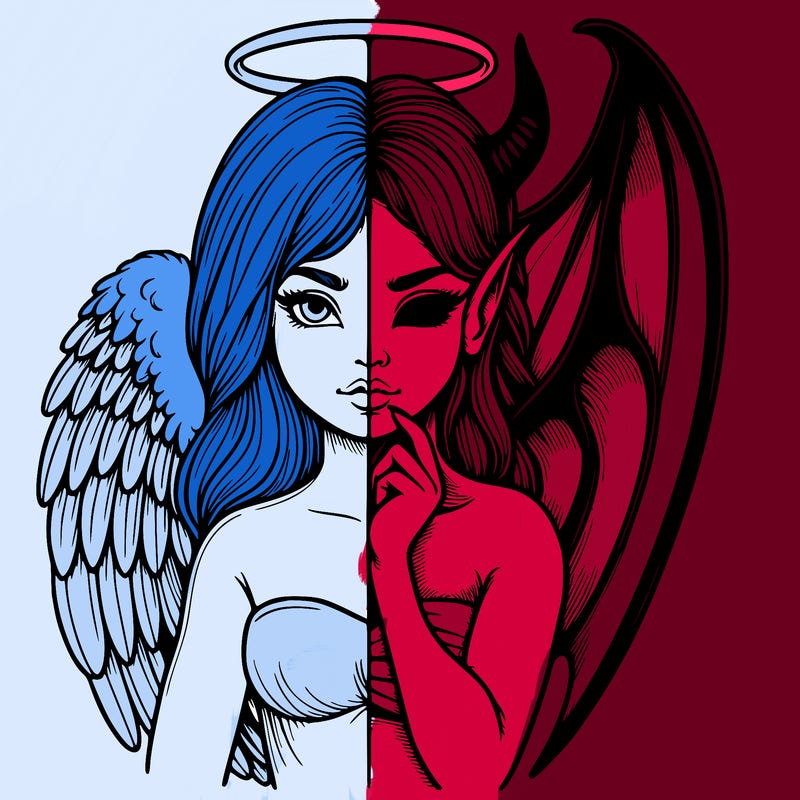 realistic angel half demon