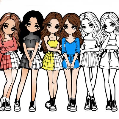 a group of girls realistic