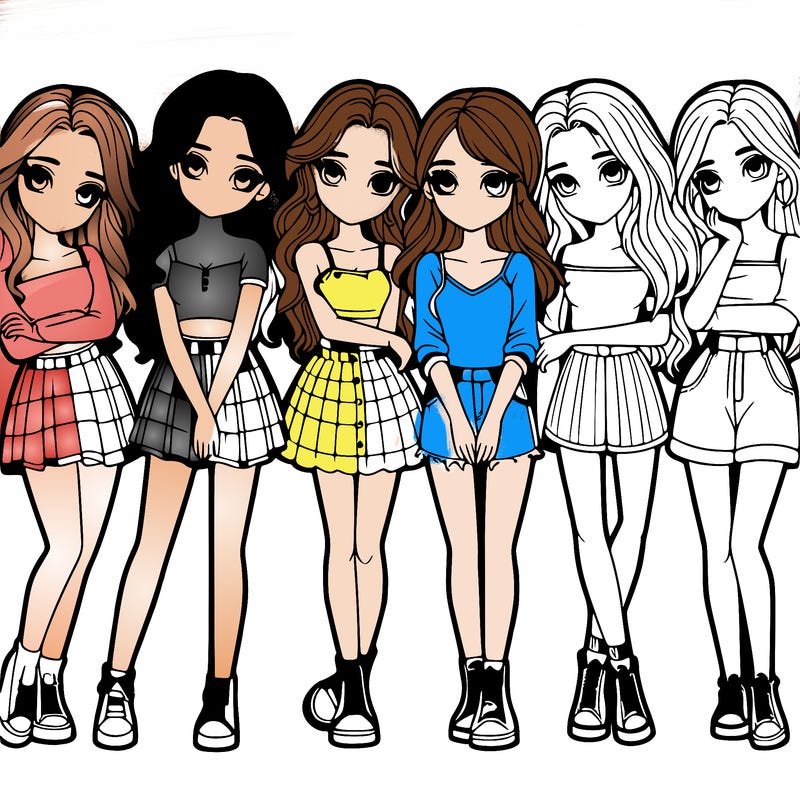 a group of girls realistic