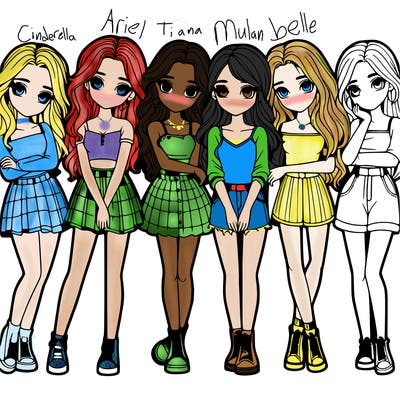 a group of girls realistic